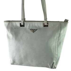 Genuine Vintage PRADA White Nappa Leather Acciaio Tote Bag Made In Italy